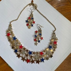 Charming Charlie Star Fourth of July Necklace and Earrings Set